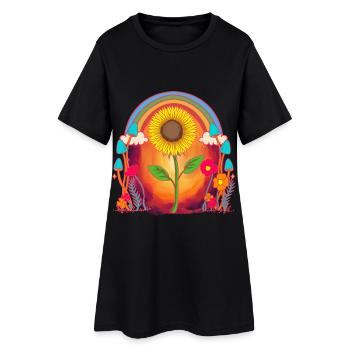 Tournesol Tournesols Coucher de soleil Nature - Robe T-shirt Femme - noir - Devant