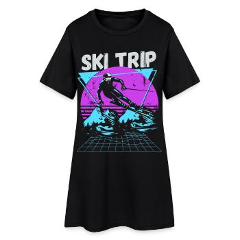 Voyage de ski 2026 - Ski de neige familial assorti - Robe T-shirt Femme - noir - Devant