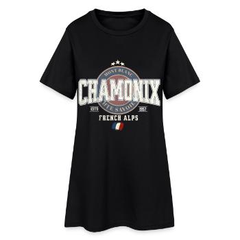 Mont Blanc Chamonix Design mit französischer Flagge - Frauen T-Shirt-Kleid - Schwarz - Vorne