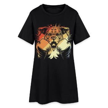 Boxe Chien Vintage - Robe T-shirt Femme - noir - Devant