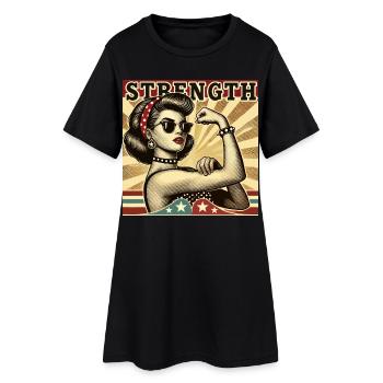 Strength Strong Cool Woman Rockabilly Gift - Women’s T-Shirt Dress - black - Front