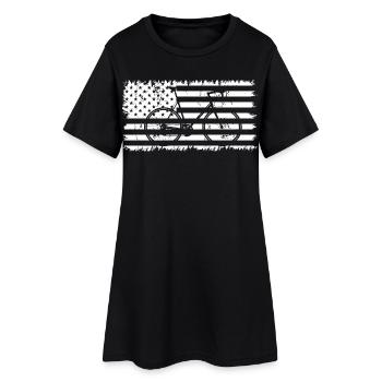 Drapeau américain de vélo - Robe T-shirt Femme - noir - Devant