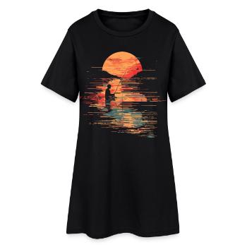 Illustration de pêche - Robe T-shirt Femme - noir - Devant