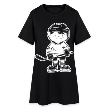 Cartoon Hockey Player - Women’s T-Shirt Dress - black - Front