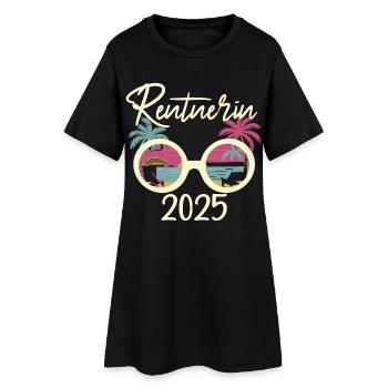 Tropischer Sommerurlaub 2025 Rentnerin - Frauen T-Shirt-Kleid - Schwarz - Vorne