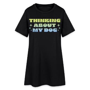 Thinking About My Dog - Frauen T-Shirt-Kleid - Schwarz - Vorne