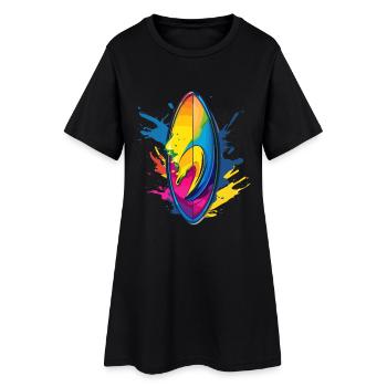 Surfbrett Farbklecks - Frauen T-Shirt-Kleid - Schwarz - Vorne