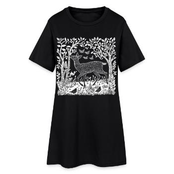 Gravure sur bois cerf Woodland Nature cerf nature sauvage cadeau - Robe T-shirt Femme - noir - Devant