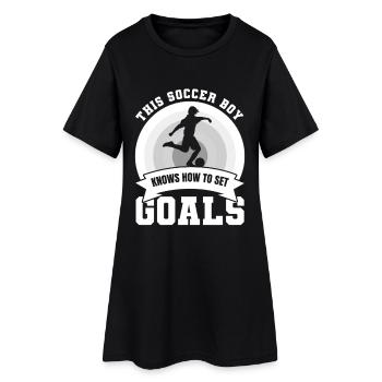 Garçon de football - Robe T-shirt Femme - noir - Devant