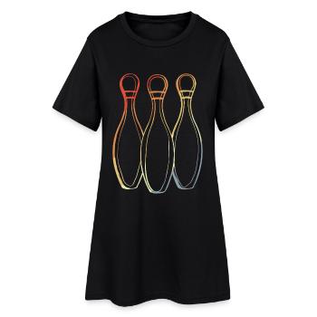 Croquis de bowling look rétro - Robe T-shirt Femme - noir - Devant