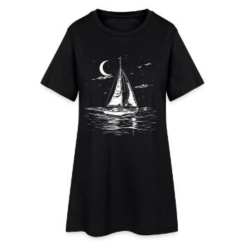 Dessin de voile - Robe T-shirt Femme - noir - Devant