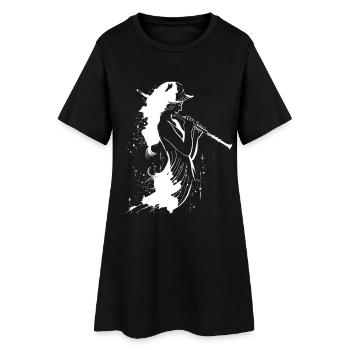 Croquis de joueur de flûte - Robe T-shirt Femme - noir - Devant
