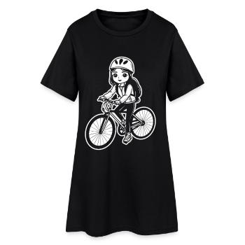 Fahrradfahrerin Skizze - Frauen T-Shirt-Kleid - Schwarz - Vorne