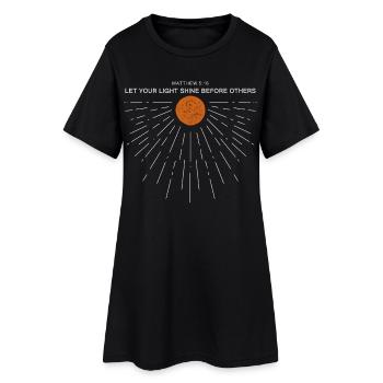 Sonne Bibelvers Matthäus 5:16 Glaube Christlich - Frauen T-Shirt-Kleid - Schwarz - Vorne