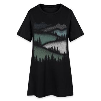 Nature Mountains Hiking Forest Minimalist Gift - Women’s T-Shirt Dress - black - Front