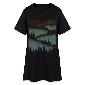 Hiking Nature Mountains Forest Minimalist Gift - Women’s T-Shirt Dress - black - Front