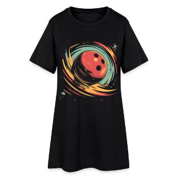 Boule de bowling rétro - Robe T-shirt Femme - noir - Devant