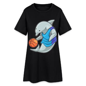 Delfin Basketballspieler Basketball - Frauen T-Shirt-Kleid - Schwarz - Vorne