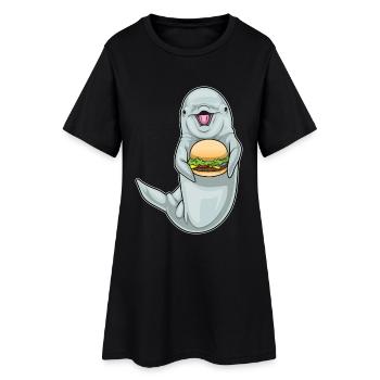 Delfin Cheeseburger - Frauen T-Shirt-Kleid - Schwarz - Vorne