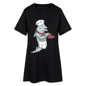 Delfin Koch Pfanne Kochen - Frauen T-Shirt-Kleid - Schwarz - Vorne