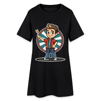 Style de dessin animé de joueur de fléchettes - Robe T-shirt Femme - noir - Devant