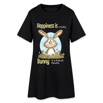 Bunny Easter Motif Saying Spring - Women’s T-Shirt Dress - black - Front