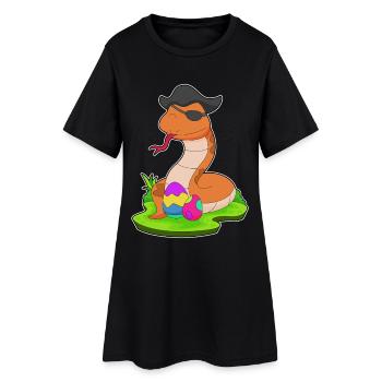 Schlange Ostern Pirat - Frauen T-Shirt-Kleid - Schwarz - Vorne