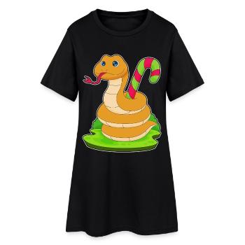 Canne de bonbon serpent - Robe T-shirt Femme - noir - Devant