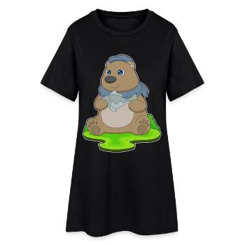 Pêche au poisson Bear Angler - Robe T-shirt Femme - noir - Devant
