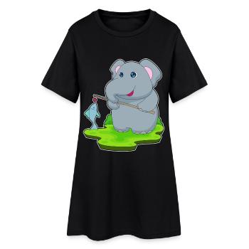 Pêche au poisson éléphant - Robe T-shirt Femme - noir - Devant