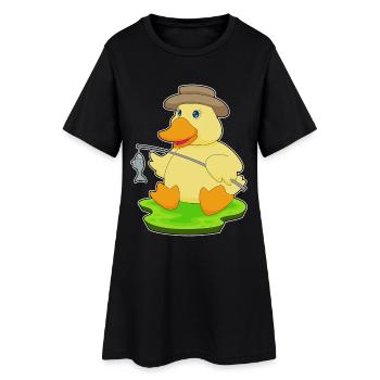 Pêche au poisson canard pêcheur - Robe T-shirt Femme - noir - Devant