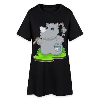 Pêche au poisson pêcheur rhinocéros - Robe T-shirt Femme - noir - Devant