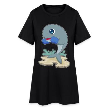 Whale Boxer Gants de boxe Boxe - Robe T-shirt Femme - noir - Devant