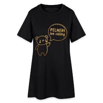 Pelmeni Call Sweet Bear Gold Gift - Women’s T-Shirt Dress - black - Front
