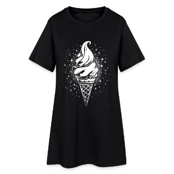 Softeis Skizze - Frauen T-Shirt-Kleid - Schwarz - Vorne