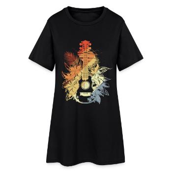 Ukulélé Cartoon Look - Robe T-shirt Femme - noir - Devant