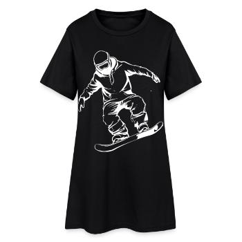 Dessin de snowboarder - Robe T-shirt Femme - noir - Devant