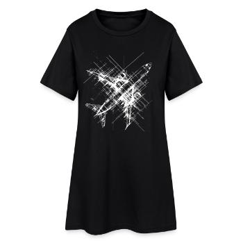 Dessin au trait d’avion - Robe T-shirt Femme - noir - Devant