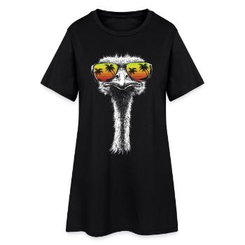 Autruche Lunettes de soleil Oiseau Palmiers Cadeau Rétro - Robe T-shirt Femme - noir - Devant