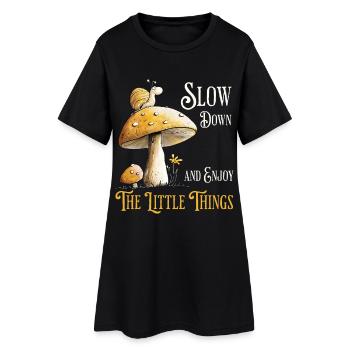 Escargot Sur Champignon Nature Forest Dire - Robe T-shirt Femme - noir - Devant