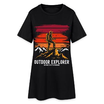 Outdoor Explorer Wandern & Bergsteigen Natur - Frauen T-Shirt-Kleid - Schwarz - Vorne