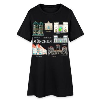 Munich, Dessin à la main, Bavière - Robe T-shirt Femme - noir - Devant