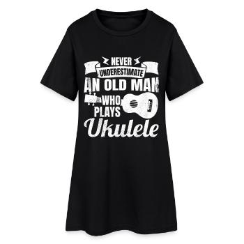 Ne sous-estimez jamais les vieux joueurs de ukulélé - Robe T-shirt Femme - noir - Devant