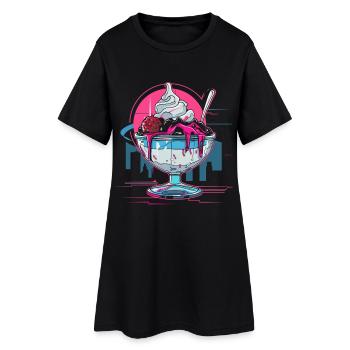 Coupe glacée Retrowave - Robe T-shirt Femme - noir - Devant
