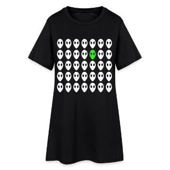 alien face - Women’s T-Shirt Dress - black - Front