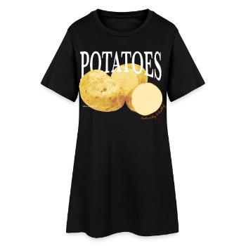 Potatoes – Retro Vegetable Statement - Women’s T-Shirt Dress - black - Front