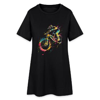 Mountainbiken - Frauen T-Shirt-Kleid - Schwarz - Vorne