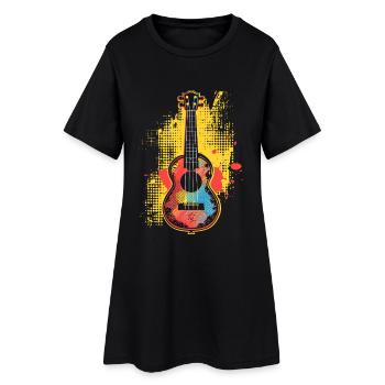 Ukulélé Style Dessin Animé - Robe T-shirt Femme - noir - Devant