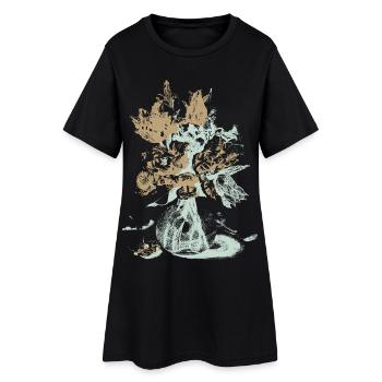 Vase à fleurs vintage avec des roses - Robe T-shirt Femme - noir - Devant