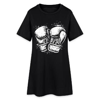 Dessin de gants de boxe - Robe T-shirt Femme - noir - Devant